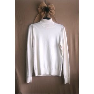 Soft Creamy White Cotton Turtleneck